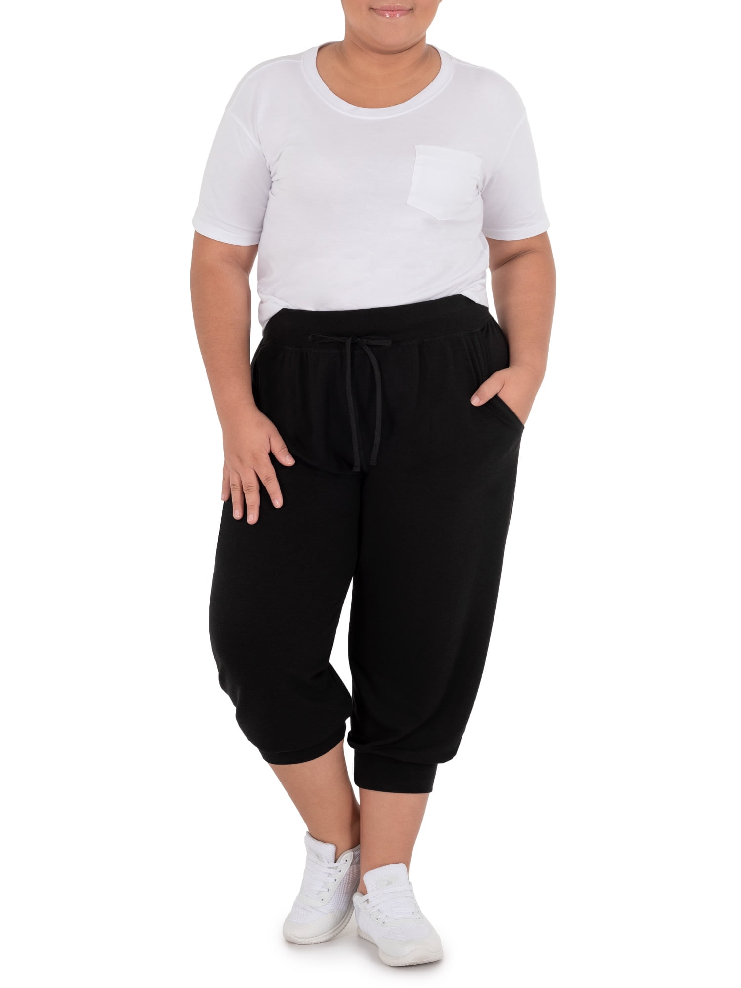 Athletic Works Women's Plus French Terry Athleisure Capri Jogger Pants, size 1X-5X