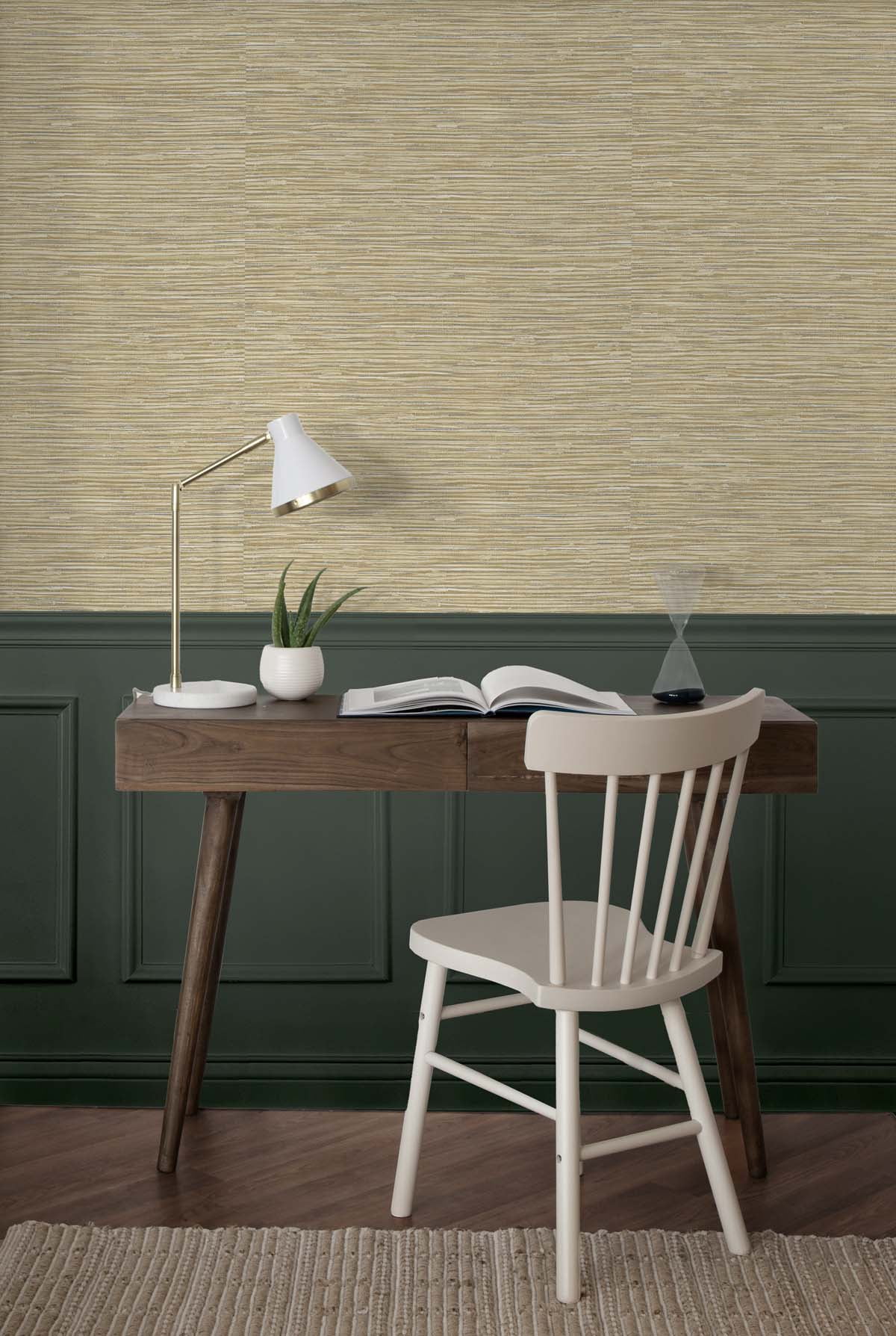 NextWall  Cyrus Faux Grasscloth Peel and Stick Wallpaper Khaki & Metallic Silver