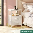 thumbnail image 4 of Nightstands Set of 2, End Tables with Charging Station, Side Tables with Fabric Drawers, Bedside Tables with USB Ports and Outlets, Night Stands for Bedroom,White, 4 of 18