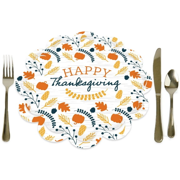 Big Dot of Happiness Happy Thanksgiving - Fall Harvest Party Round Table Decorations - Paper Chargers - Place Setting For 12