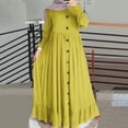 thumbnail image 2 of Kcodviy Nouvelle Robe Saisonnière Musulmane en Lin pour Femme Rétro Décontractée Robe Maxi Robe de Bureau avec Poches Ample Col Rond à Volants Robes Maxi pour Femmes pour l'Été Ourlet Robe pour Grande Taille Robe Confortable Si, 2 of 8