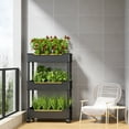 thumbnail image 4 of Bxaolu 3 Tier Rolling Cart - Plastic Utility Cart with Wheels, Heavy Duty Rolling Storage Cart Organizer, Craft Cart Organization for Livingroom, Bathroom & Narrow Places, Black, 4 of 6