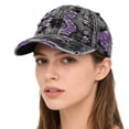 thumbnail image 4 of Only Moment Purple Holey Baseball Cap Structured Baseball Hats for Men Women Polyester,Cotton Breathable Tucker Hat Laser Cut Air Mesh-Back Cooling Golf Hat One Size, 4 of 7
