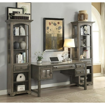 Alois 3 Piece Distressed Gray Wood Rustic 60 W Home Office Alois 3 Piece Distressed Gray Wood Rustic 60 W Home Office Workstation Desk With