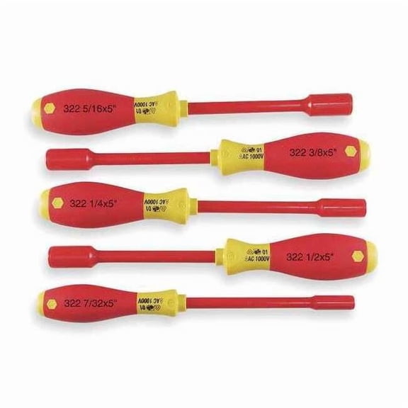 Wiha Nut Driver Set,5 Pieces,SAE,Solid,Ins 32292