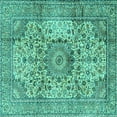 thumbnail image 1 of Ahgly Company Indoor Square Medallion Turquoise Blue Traditional Area Rugs, 5' Square, 1 of 4