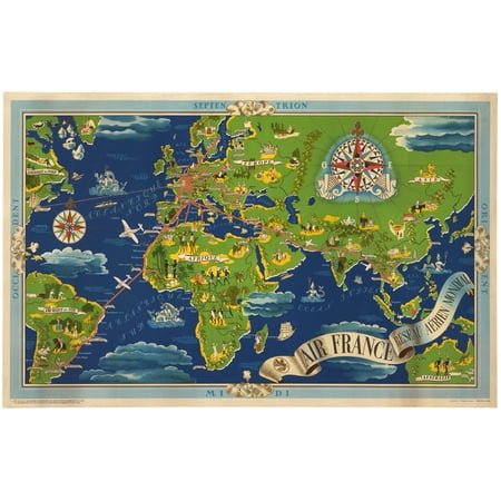1937 Air France Reseau Aerien Mondial