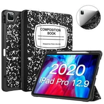 Fintie iPad Pro 12.9‑inch (5/4/3 generation) Case with Pencil Holder - Soft Flexible TPU Back Cover, Composition Bk