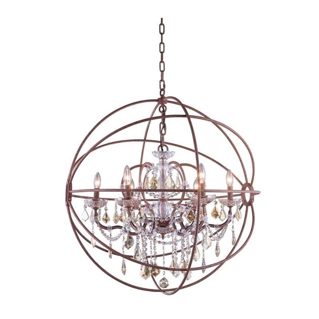Elegant Lighting Geneva 32" 6 Light Royal Crystal Pendant Lamp