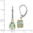 thumbnail image 4 of Sterling Silver And 14K Accent Green Quartz Leverback Earrings (28 X 8) Made In India qe6076, 4 of 5