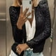 thumbnail image 1 of Cárdigan de manga larga para mujer, abrigo de lentejuelas brillantes, chaqueta femenina informal con frente abierto, 1 of 2