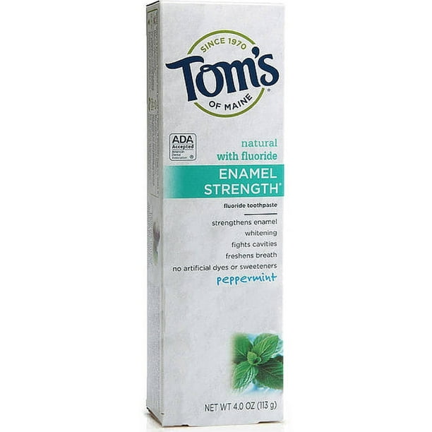 Tom's of Maine Enamel Strength Fluoride Toothpaste, Peppermint 4 oz