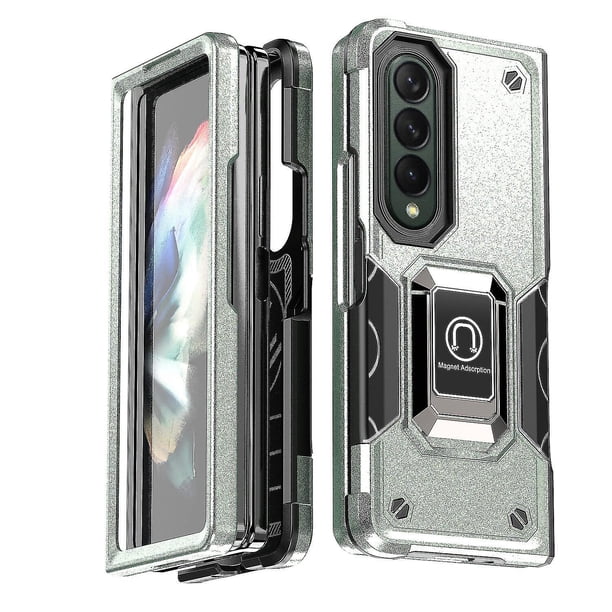 Funda Super Case para Samsung Z Fold 4, compatible con soporte magnético para coche, protección total de 360°, soporte de anillo