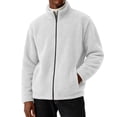 thumbnail image 3 of Husipze Mens Sherpa Fleece Jacket Full Zip Long Sleeve Teddy Fuzzy Cozy Winter Relaxed Fit Coat Insulated Warm Outerwear White M, 3 of 8