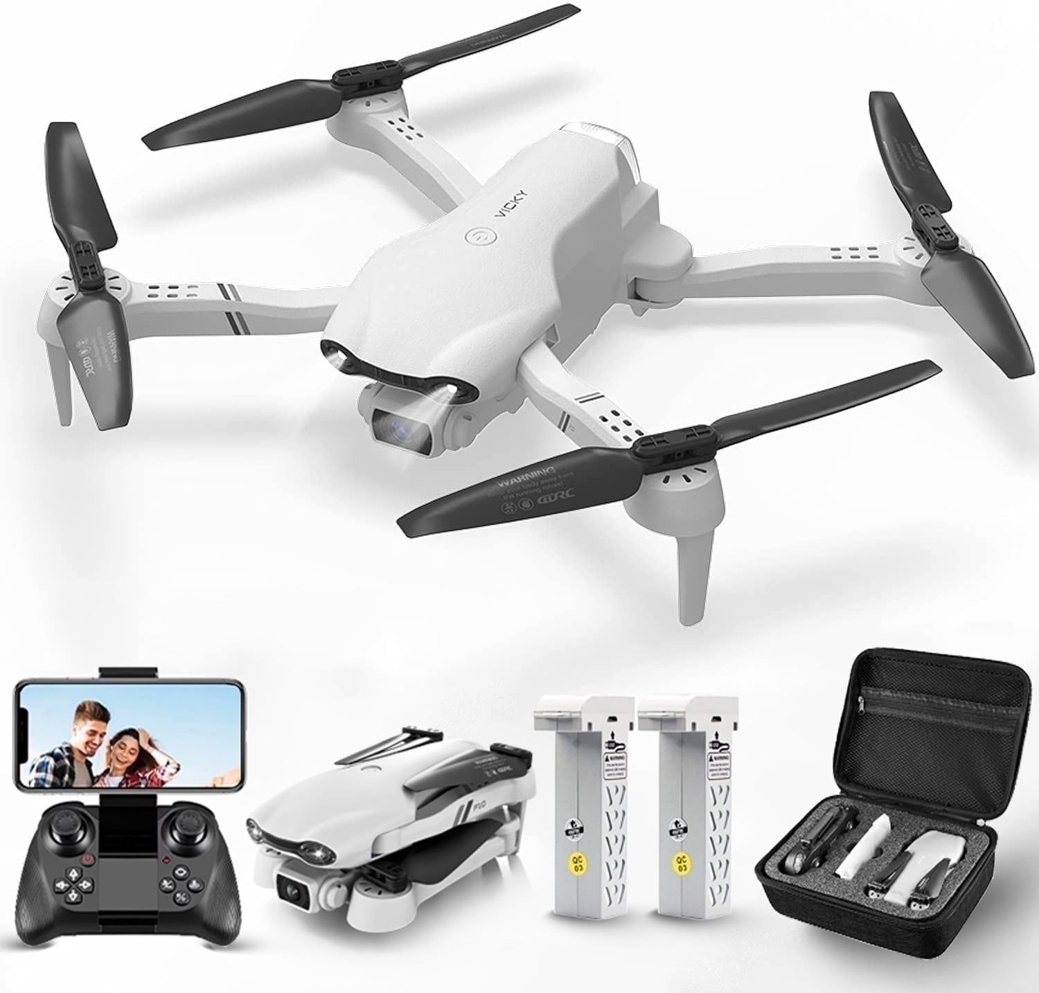 4DRC F10-1080P Wifi FPV Drone with 1080P HD Camera, Headless Mode/3D Flips, RC Quadcopter for Beginners Silver white