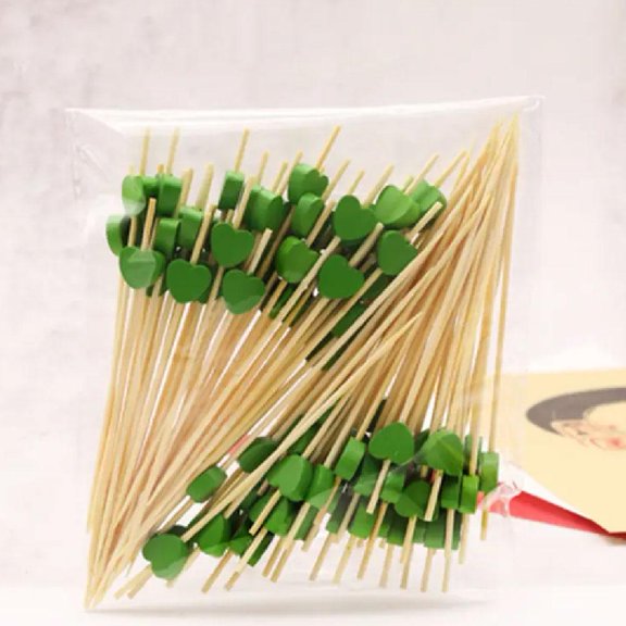 Heart Toothpicks For Appetizers, 100 PCS Bamboo Cocktail Sticks Skewers, Heart For Valentines Bamboo Sticks Cocktail Shape