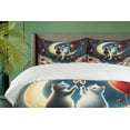 thumbnail image 3 of Ambesonne Cat Duvet Cover Set, Toasting Romantic Moon Hearts, King, Dark Night Blue Vermilion, 3 of 6