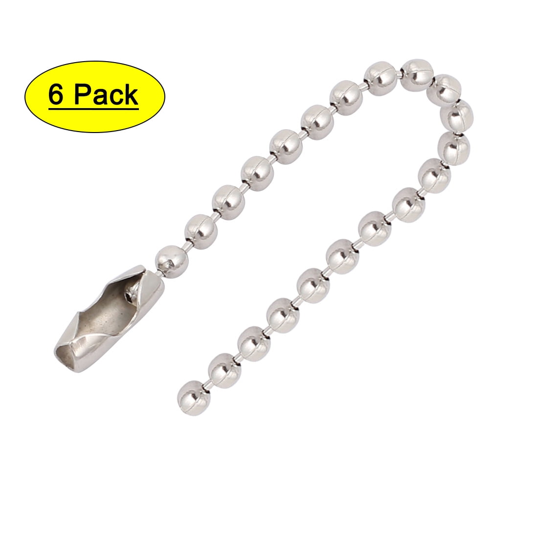 10Pcs Stainless Steel Clasp Chain Ball Keychain Silver Tone 1.5mm Dia 6cm Length 