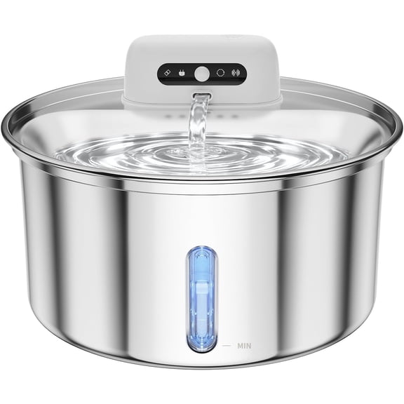 ZKSCOOL Wireless Cat Water Fountain, 108oz/3.2L Battery Operated Pet Water Fountain, Stainless Steel Dog Water Dispenser with Motion Sensor, Quiet Cordless Cat Fountain for Inside