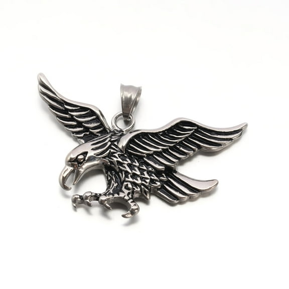 Eagle/Hawk Charm Retro 304 Stainless Steel Big Pendants Antique Silver 32.5x59.5x5mm Hole: 5.5x8.5mm 304 Stainless Steel