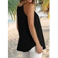 thumbnail image 2 of Womens Pleated Tank Tops Spaghetti Strap Camisole Halter Tops Curved Hem Fashion 2025 Black XL, 2 of 7
