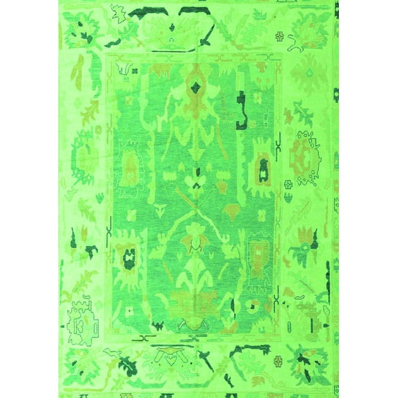Ahgly Company Indoor Rectangle Oriental Green Traditional Area Rugs, 6' x 9'