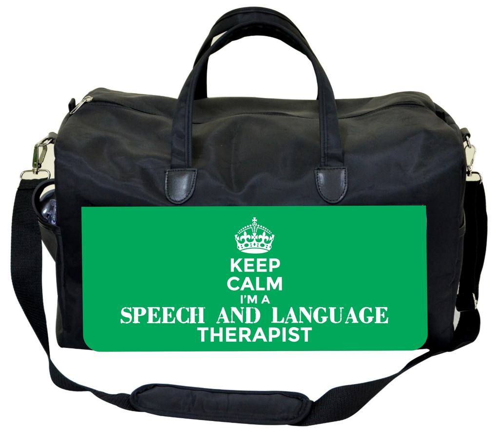 Keep Calm I m A Speech And Language Therapist Green Large Black Duffel Satchel Style Speech 