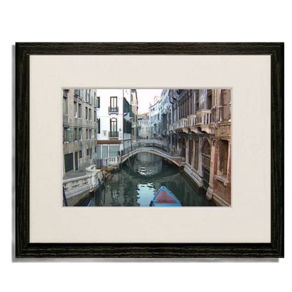 Le Canal (the Canal) 11"x14" Black Wood Frame Art Print featuring 8x10 Mat and Real Glass