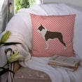 thumbnail image 3 of Boston Terrier Checkerboard Pink Fabric Decorative Pillow, 3 of 4
