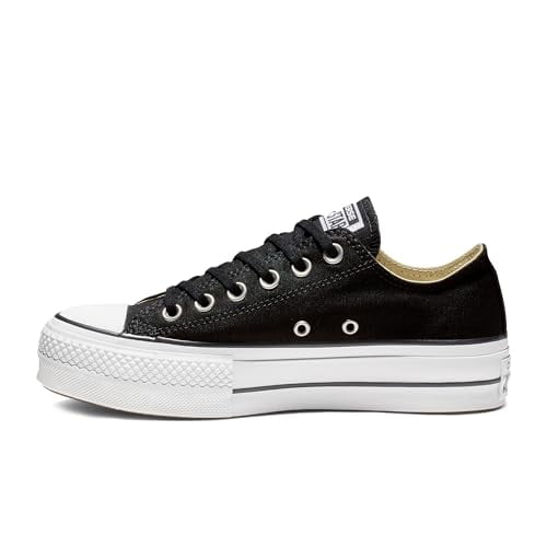 Converse Women's Lift Canvas Low Top Sneaker, Black/White/White, 6