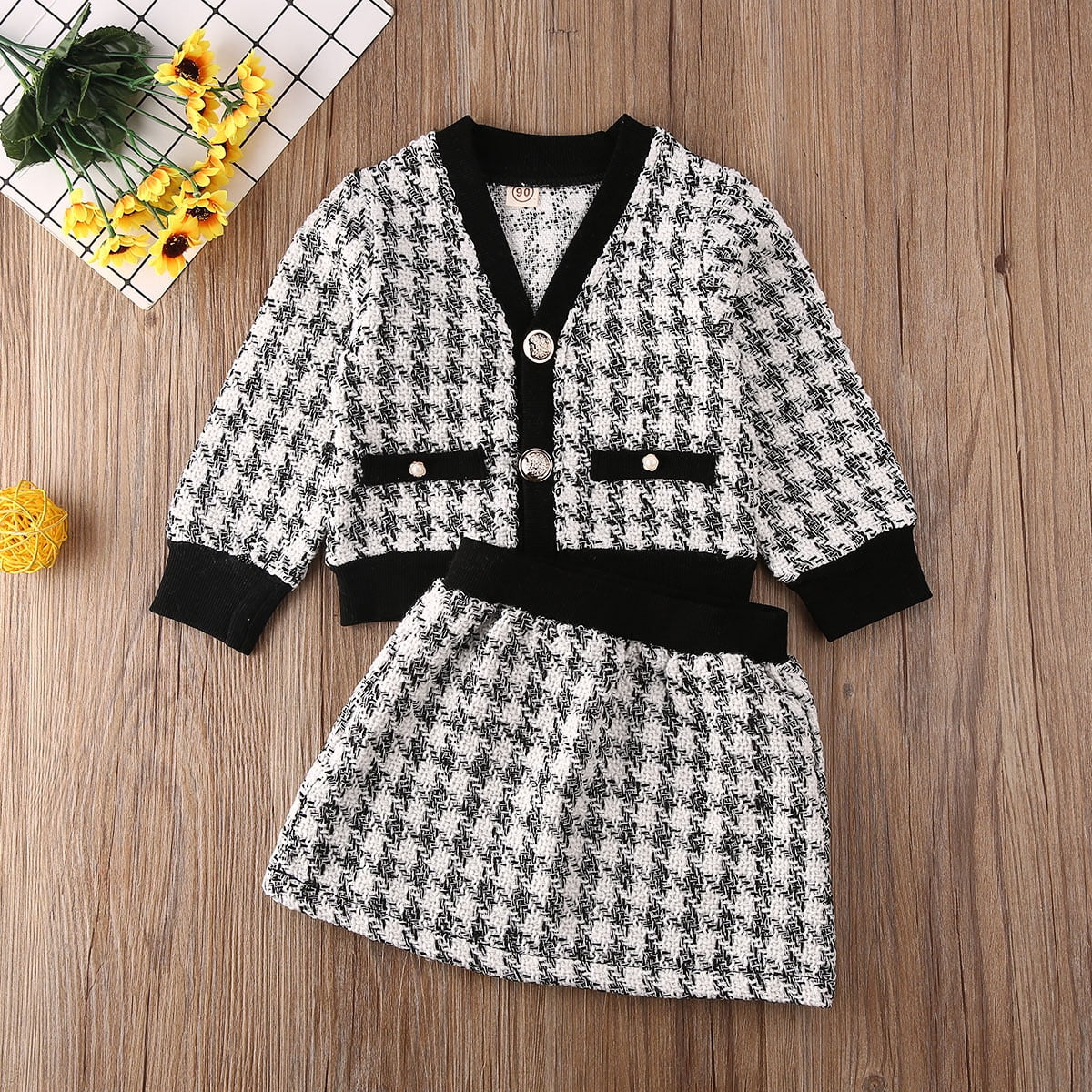 Gupgi Toddler Baby Girl Clothes Set Long Sleeve Jacket Coat Tops Plaid Skirt Fall Outfit Other
