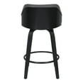 thumbnail image 6 of Alec 30" Bar Height Swivel Gray Faux Leather and Black Wood Bar Stool, 6 of 8