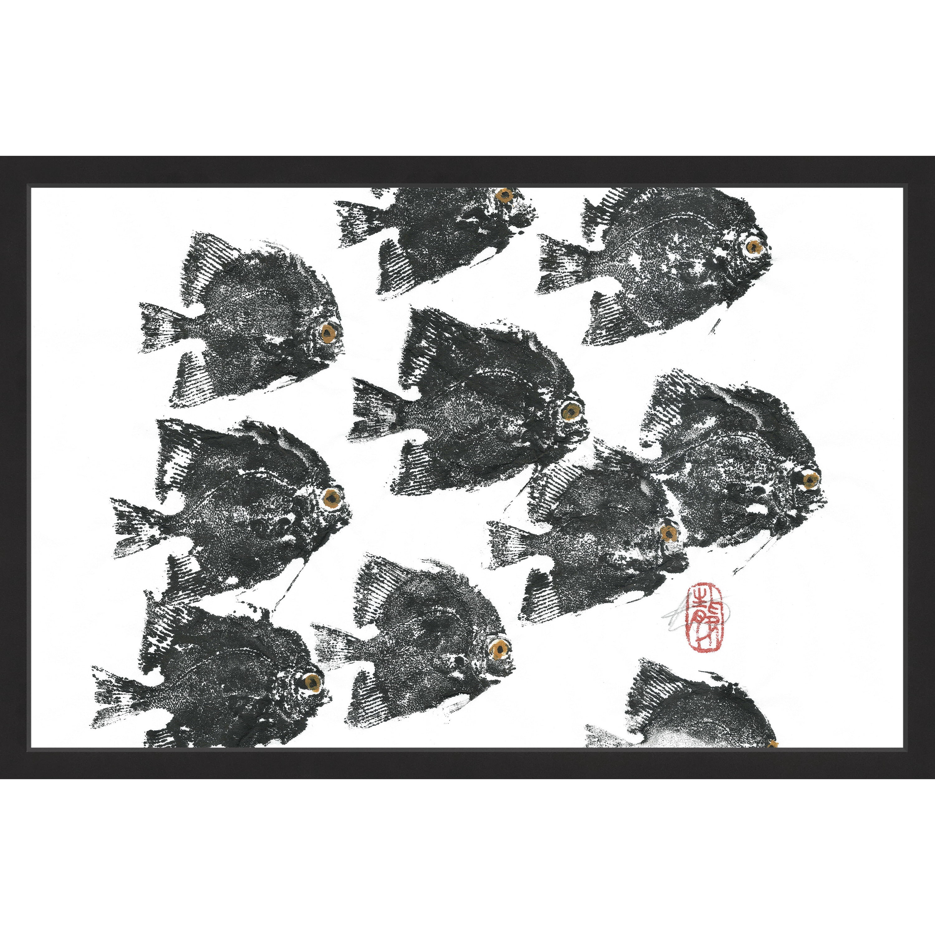 "Racing Fish II" Framed Painting Print