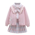 thumbnail image 4 of Afdoent Girls 3 Piece Outfit For Little Girls Blouse Plaid Pleated Skirt And Cardigan 3 Piece Outfit For School Day 160, 4 of 4
