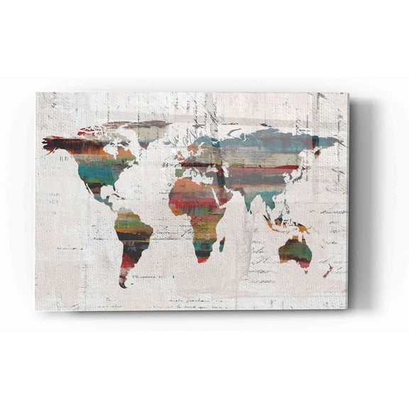 Epic Art 'Painted World Map IV' by Irena Orlov, Acrylic Glass Wall Art, 12"x16"
