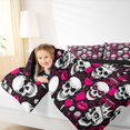 thumbnail image 3 of Homewish Spooky Halloween Skull Queen Comforter Set,Crown Heart Comforter Sets Queen,Pink White,Black Reversible,3-Piece,1 Comforter and 2 Pillowcases, 3 of 7