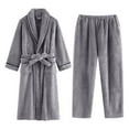 thumbnail image 2 of Bovxnpu Men's Pajamas Set Loungewear Sleepwear, Mens Pajamas Set Long Sleeve Robes and Pants Set Soft Fleece Sleepwear Winter Warm Pjs Loungewear Set Flannel Sleepwear, 2 of 7