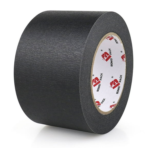 BOMEI PACK Wide Painters Tape 3 Inch, Crepe Paper General Purpose Black Wide Masking Tape, 55 yds Length, Multi-Surface Adhesive Painting Tape, for Painting, DIY, Arts, Crafts, Labeling