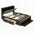 thumbnail image 5 of Espresso Wood Queen Size Platform Bed - Storage Headboard & 4 Drawers, 5 of 24