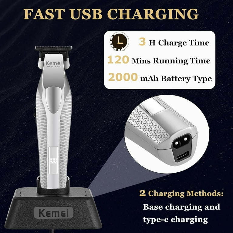 KEMEI 3023-702 Hair & Beard Trimmer for Men, 9000 RPM Zero Gapped
