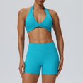 thumbnail image 4 of Women's Halter Twist Front Sports Bra and High Waist Biker Shorts 2 Piece Workout Set, Soft Stretchy Athletic Yoga Outfit, Slim Fit Exercise Tracksuit for Casual Daily Outdoor Wear, 4 of 7