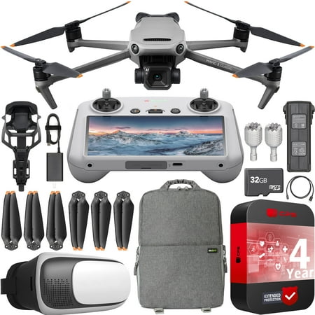 DJI Mavic 3 Classic Drone 4/3 CMOS Hasselblad Camera Quadcopter with RC Smart Remote Controller CP.MA.00000554.01 Go Package Extended Protection Bundle with Deco Gear Backpack + FPV VR Pilot Headset