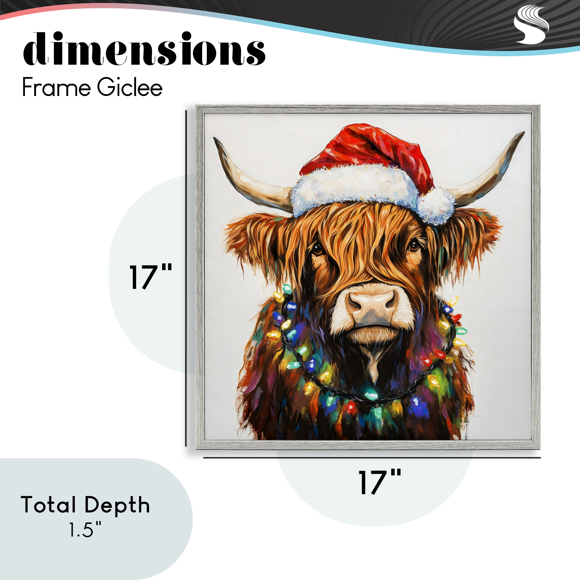 Holiday Lights Bedecked Highland Gray Framed Giclee Art, design by Petal Prints Design