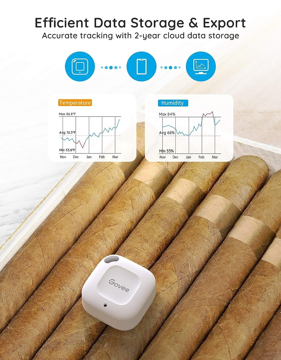 Bluetooth Hygrometer Thermometer, Wireless Thermometer, Mini Humidity Sensor with Notification Alert, Data Storage and Export, 262 Feet Connecting Range, 3 Pack