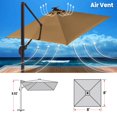 thumbnail image 4 of SUNNYOUTDOOR 8'x8' Sunbrella Cover Umbrella Deluxe Cantilever Umbrella Outdoor Garden Patio Umbrella (Cocoa), 4 of 6