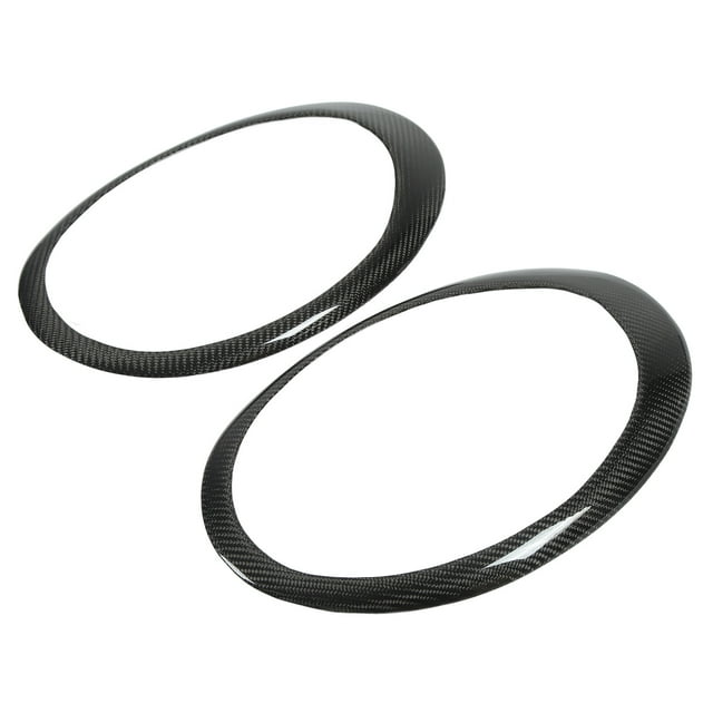 Car Front Lamp Frame, Carbon Fiber High Compatibility Gloss Black Glossy Headlight Eyebrow for Auto Modification