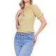 thumbnail image 4 of BLUSA DE CUADROS GINGHAM PARA MUJER CON VOLANTES EN EL CUELLO REDONDO Y MANGAS ABULLONADAS M PÚRPURA AMARILLO, 4 of 6