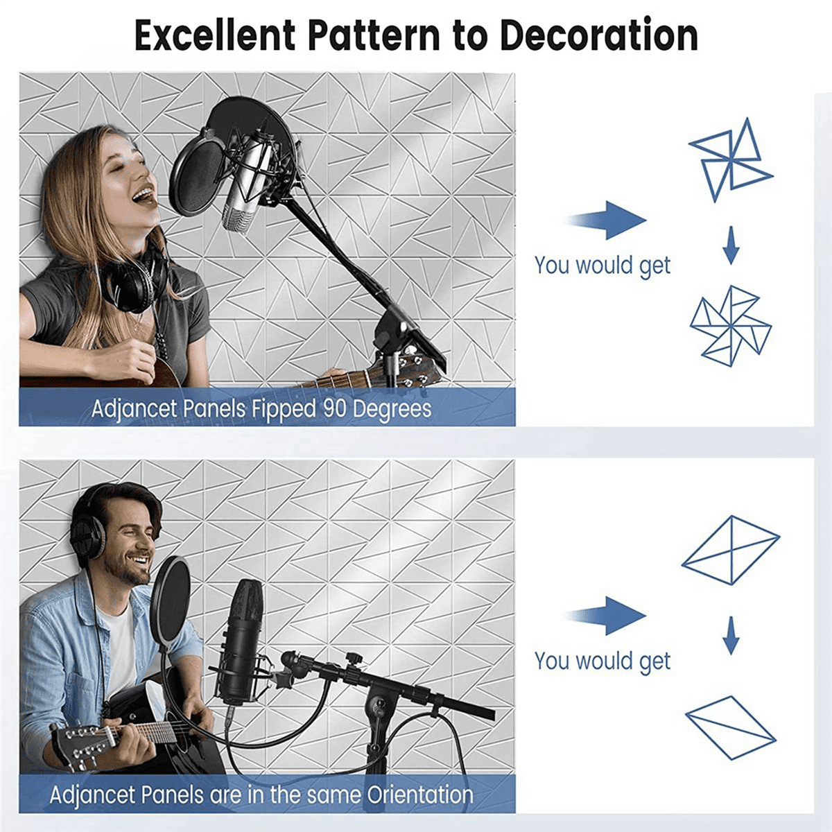 24 Pack Acoustic Panels with Self-Adhesive, 12X 12X 0.4Inch Sound Proof Foam Panels,Sound Panels High Density, White