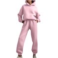 thumbnail image 2 of Dazajoo Hoodie Sweatsuit for Women Oversized Hooded Sweatshirt and Jogger Sweatpants Matching Track Suit 2024 Womens Solid Lounge Set 2 Piece Outfits Sale,Purple,S, 2 of 9