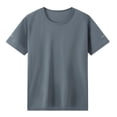thumbnail image 4 of Zpanxa Boys Athletic Shirts Solid Color Round Neck Short Sleeve Sports Top Comfortable Running Tee With Polyester 4-5 Years, 4 of 7